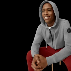 Cardigan Sweat à capuche zippé CANADA GOOSE Huron coton gris chiné