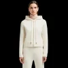 Cardigan zippé à capuche MONCLER en laine et cachemire écru
