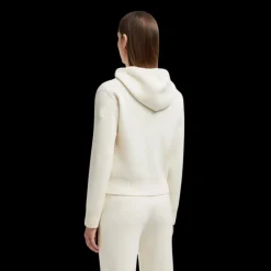 Cardigan zippé à capuche MONCLER en laine et cachemire écru