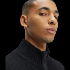 Cardigan zippé CP COMPANY laine agneau noire multipoches nylon