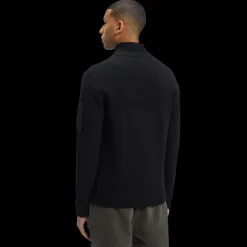 Cardigan zippé CP COMPANY laine agneau noire multipoches nylon