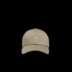 Casquette AMI Paris satin de coton vert olive broderie cœur ton sur ton