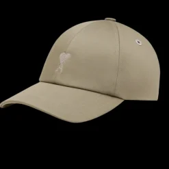 Casquette AMI Paris satin de coton vert olive broderie cœur ton sur ton