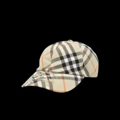 Casquette baseball BURBERRY check beige orange motif Equestrian Knight