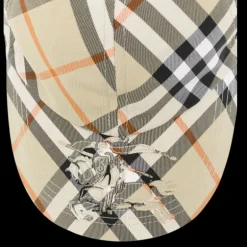 Casquette baseball BURBERRY check beige orange motif Equestrian Knight