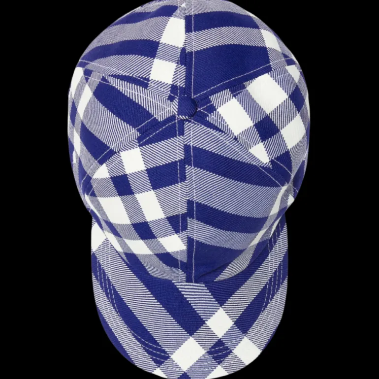 Casquette baseball BURBERRY laine carreaux check blanc bleu