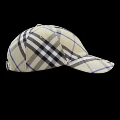 Casquette baseball BURBERRY coton gris carreaux check bleu broderie EDK