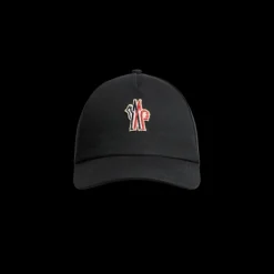 Casquette baseball MONCLER coton noir logo tricolore Grenoble
