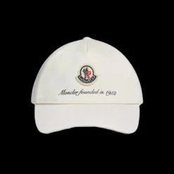 Casquette baseball MONCLER gabardine coton blanc logo écriture 1952