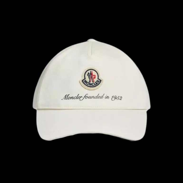 Casquette baseball MONCLER gabardine coton blanc logo écriture 1952