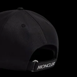 Casquette baseball MONCLER gabardine coton noir logo écriture 1952