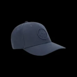Casquette baseball STONE ISLAND coton bleu marine logo brodé