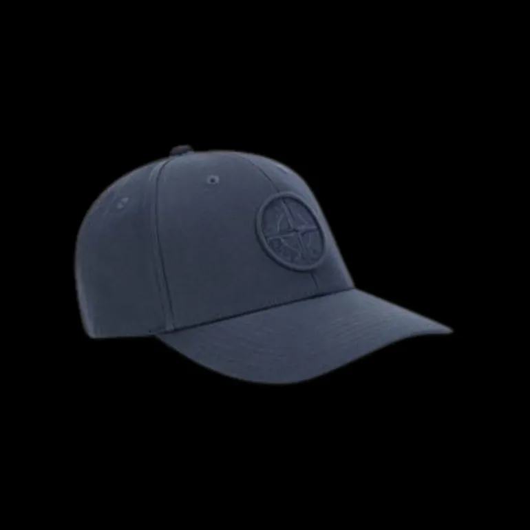 Casquette baseball STONE ISLAND coton bleu marine logo brodé
