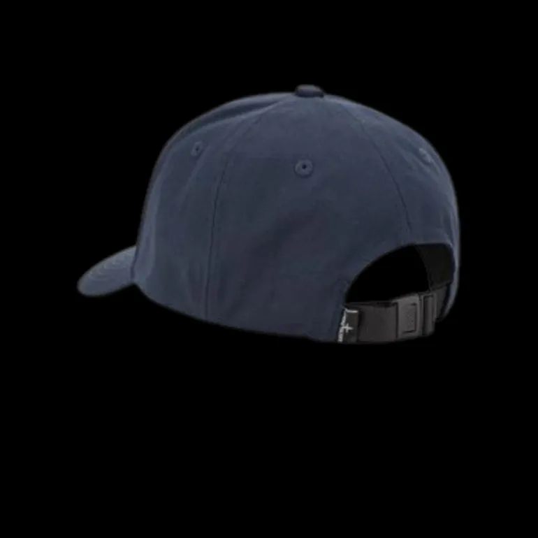 Casquette baseball STONE ISLAND coton bleu marine logo brodé