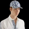 Casquette de baseball FENDI soie motif bleu blanc