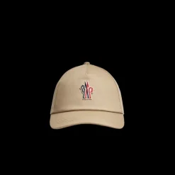 Casquette de baseball MONCLER gabardine coton beige logo Grenoble