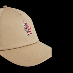 Casquette de baseball MONCLER gabardine coton beige logo Grenoble