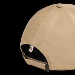 Casquette de baseball MONCLER gabardine coton beige logo Grenoble