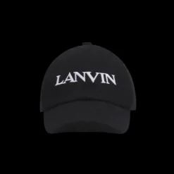 Casquette LANVIN cachemire laine noir logo blanc