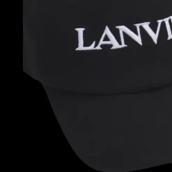 Casquette LANVIN cachemire laine noir logo blanc