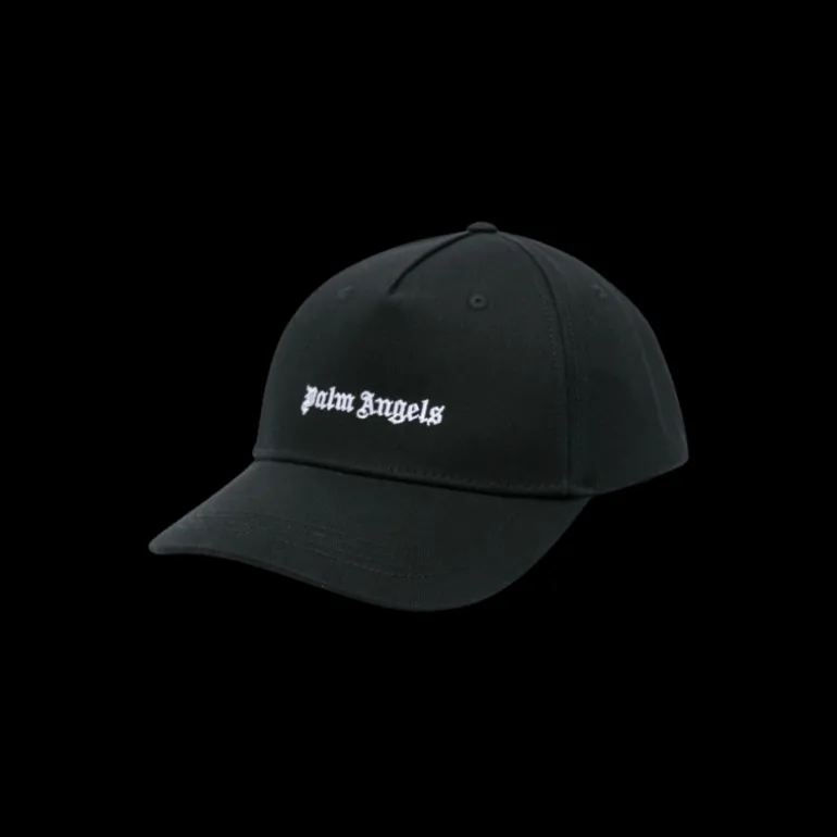 casquette PALM ANGELS coton sergé noir broderie logo blanc