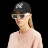 Casquette PALM ANGELS coton noir broderie logo monogramme blanc