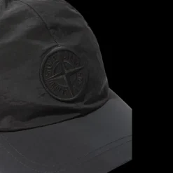 Casquette STONE ISLAND 6 panneaux nylon métal noir logo cordon serrage