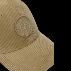 Casquette STONE ISLAND coton velours côtelé beige broderie logo