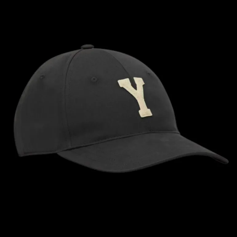 Casquette universitaire SAINT LAURENT coton noir patch Y beige