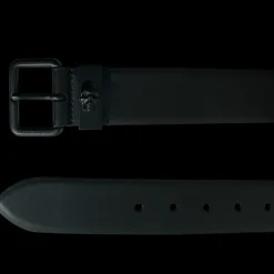 Ceinture ALEXANDER MCQUEEN cuir noir boucle métal noir tête de mort