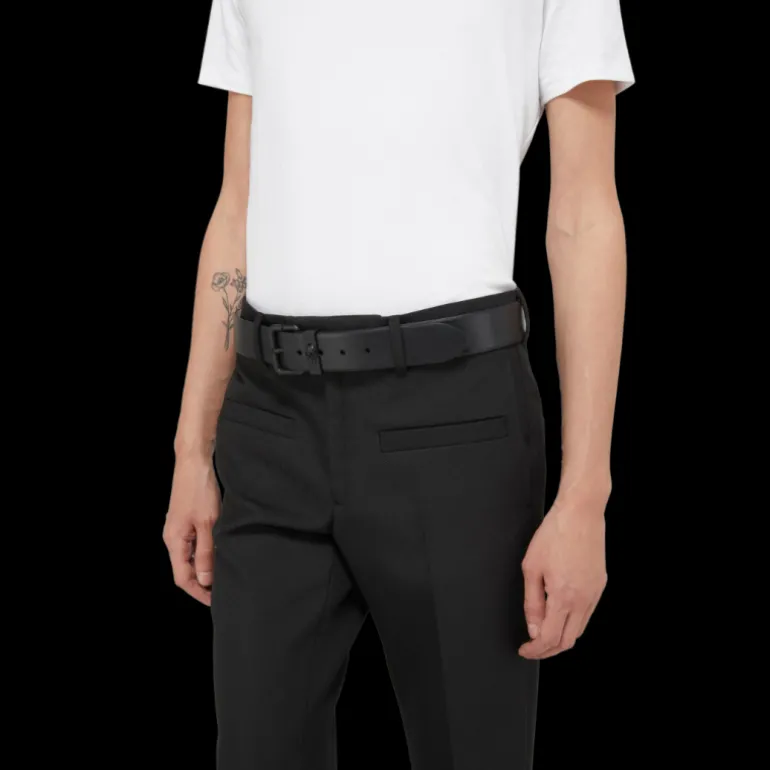 Ceinture ALEXANDER MCQUEEN cuir noir boucle métal noir tête de mort