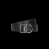 Ceinture large DOLCE & GABBANA cuir noir boucle DG métal argent