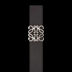 Ceinture LOEWE réversible cuir noir bleu marine boucle argent Anagramme