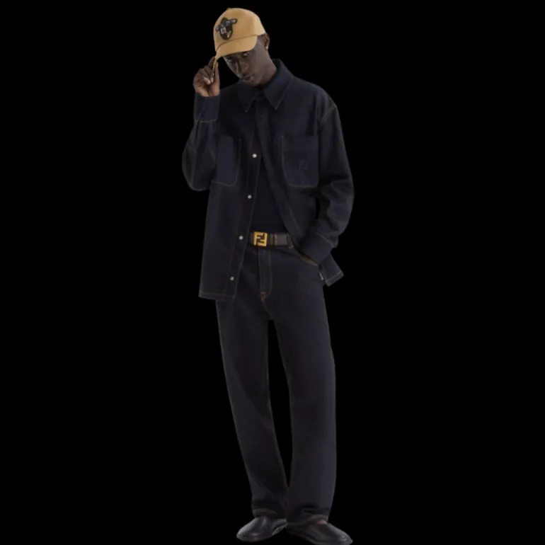 Ceinture réversible FENDI cuir marron toile FF marron boucle métal doré