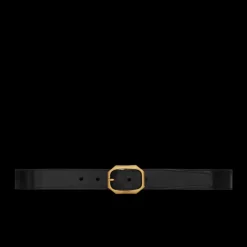 Ceinture SAINT LAURENT boucle frame laiton cuir lisse noir