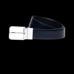Ceinture SANTONI ajustable cuir bleu marine boucle argent
