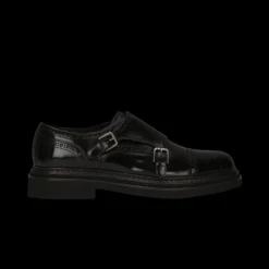 Chaussures à boucle DOLCE & GABBANA cuir veau brossé noir bout fleuri