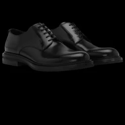 Chaussures lacets DOLCE GABBANA derby cuir veau brossé noir DG métal