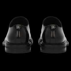 Chaussures lacets DOLCE GABBANA derby cuir veau brossé noir DG métal