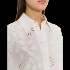 Chemise ALBERTA FERRETTI coton blanc broderie anglaise