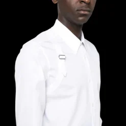 Chemise ALEXANDER MCQUEEN Harness coton blanc bride épaule