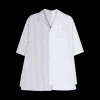 Chemise ample LANVIN coton blanc rayures multicolore patch dos