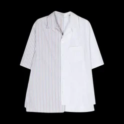 Chemise ample LANVIN coton blanc rayures multicolore patch dos