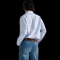 Chemise BARBARA BUI Oxford manche longue coton bleu ciel rayure blanc