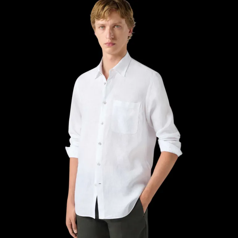 Chemise BERLUTI manche longue Lin blanc poche Scritto
