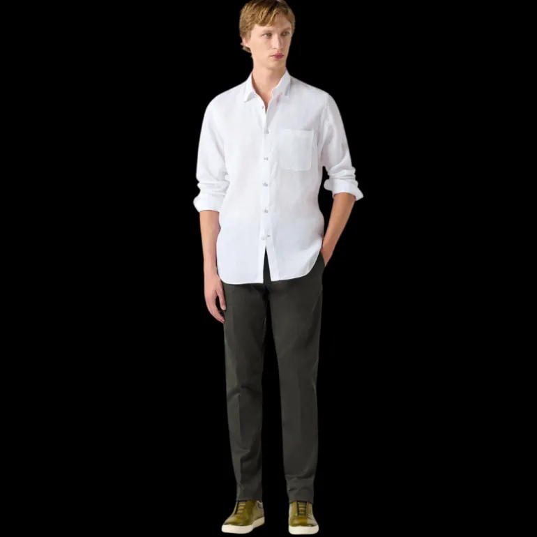 Chemise BERLUTI manche longue Lin blanc poche Scritto