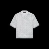 Chemise bowling AMIRI manche courte soie grise jacquard monogramme MA Quad