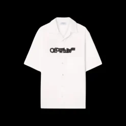 Chemise bowling OFF-WHITE coton blanc flèche spray noir