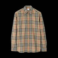 Chemise BURBERRY Caxtan coton carreaux check beige