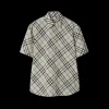 Chemise BURBERRY manche courte coton gris carreaux check bleu